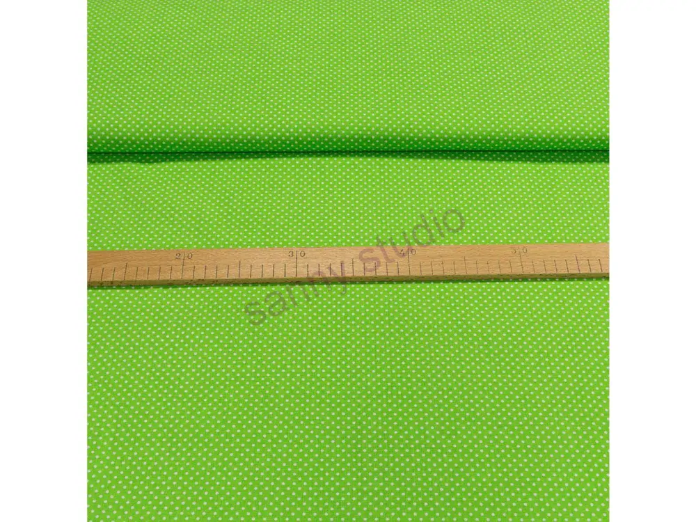 Bavlněné plátno Jolana JO004/35 bílý puntík na jarní zelené 2 mm