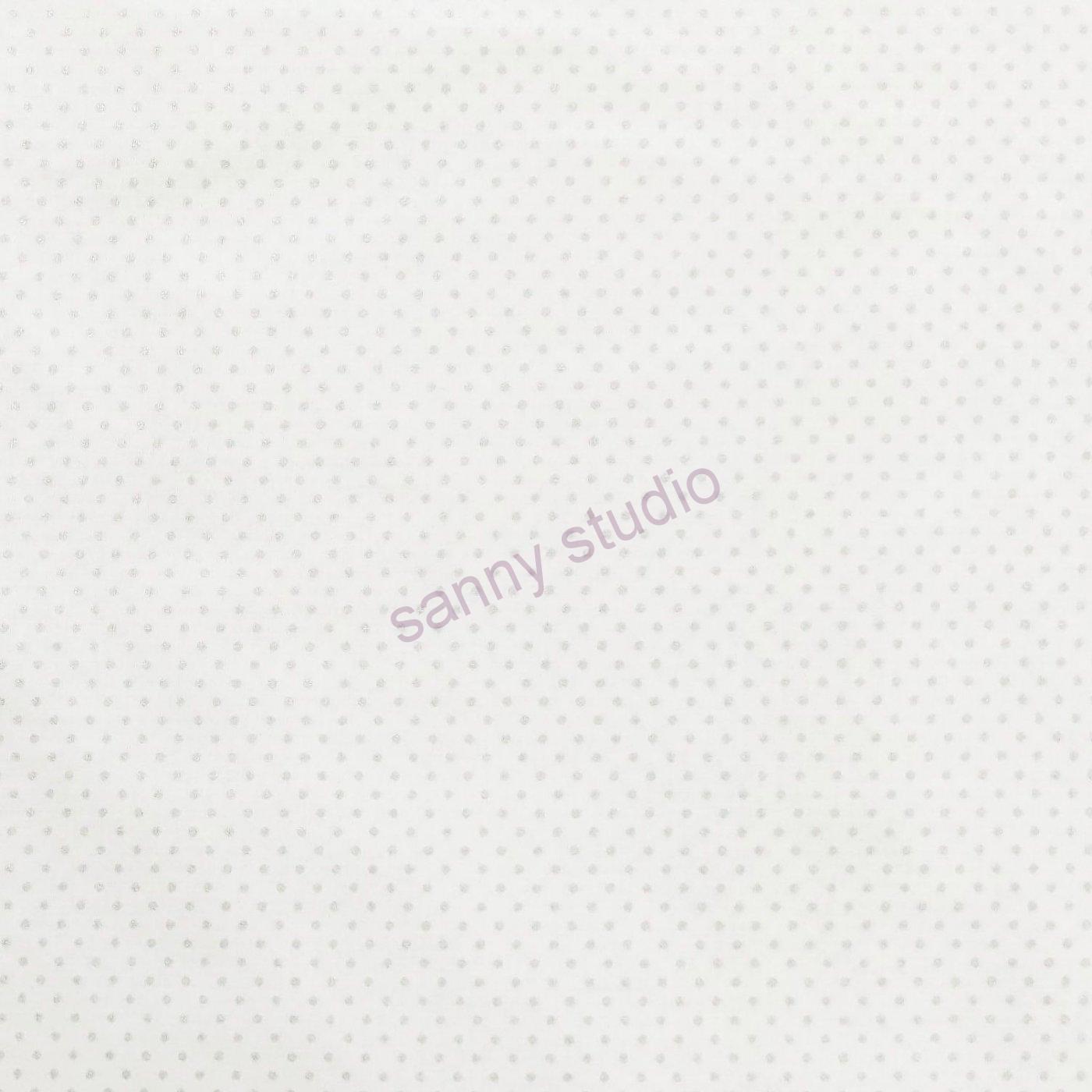 Bavlněná látka stříbrné tečky na bílé 2 mm