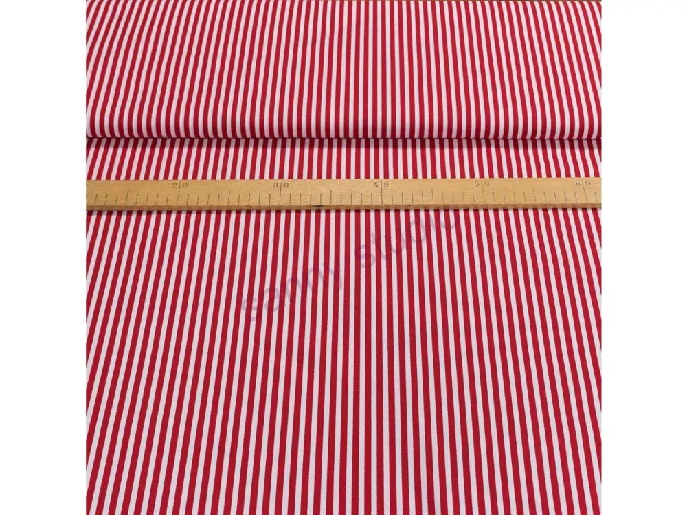 Bavlněné plátno Jolana JO003/01 červený a bílý proužek 5mm, š.150cm