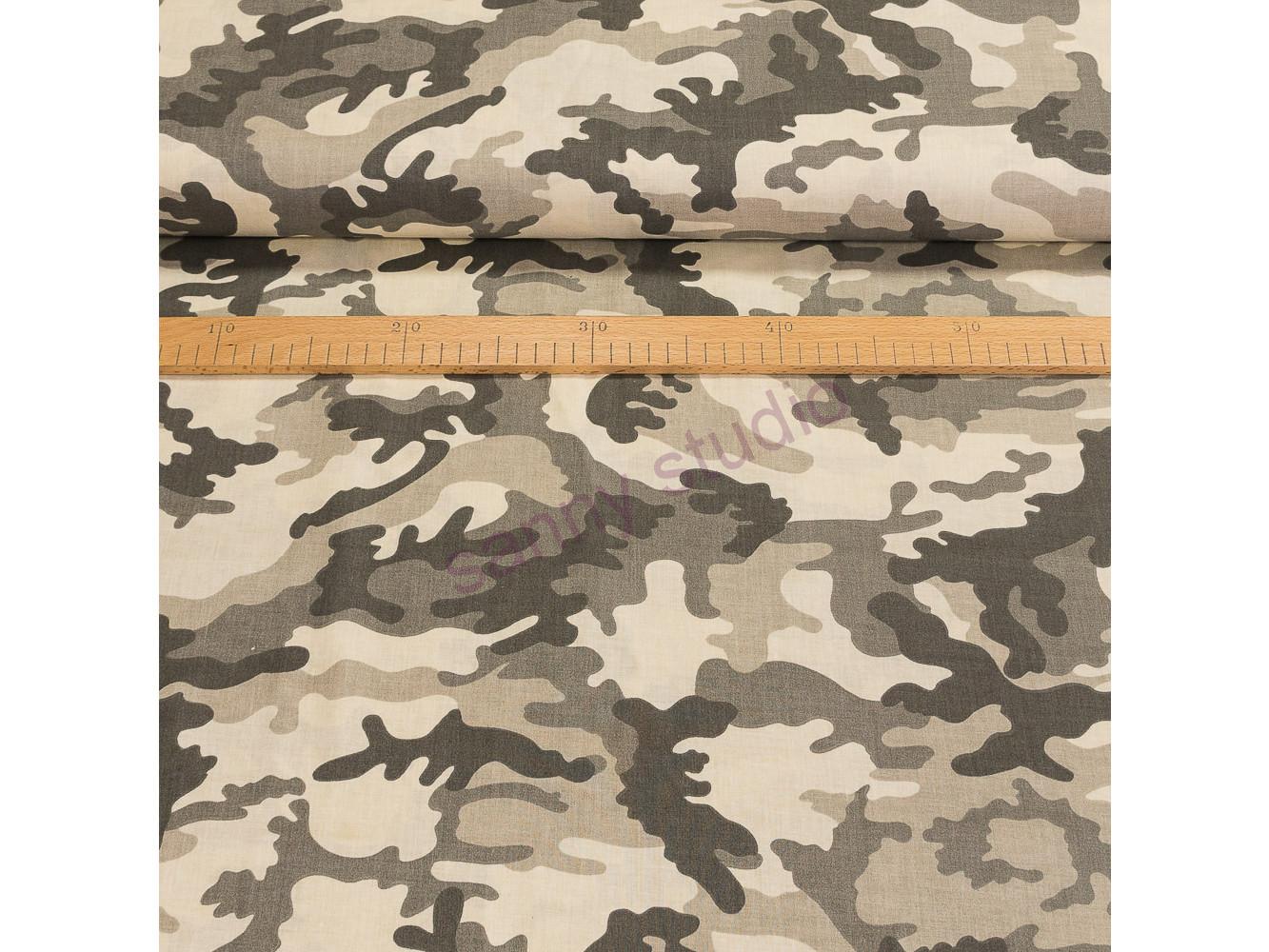 Bavlněné plátno 403001 khaki maskáčový vzor, š.150cm