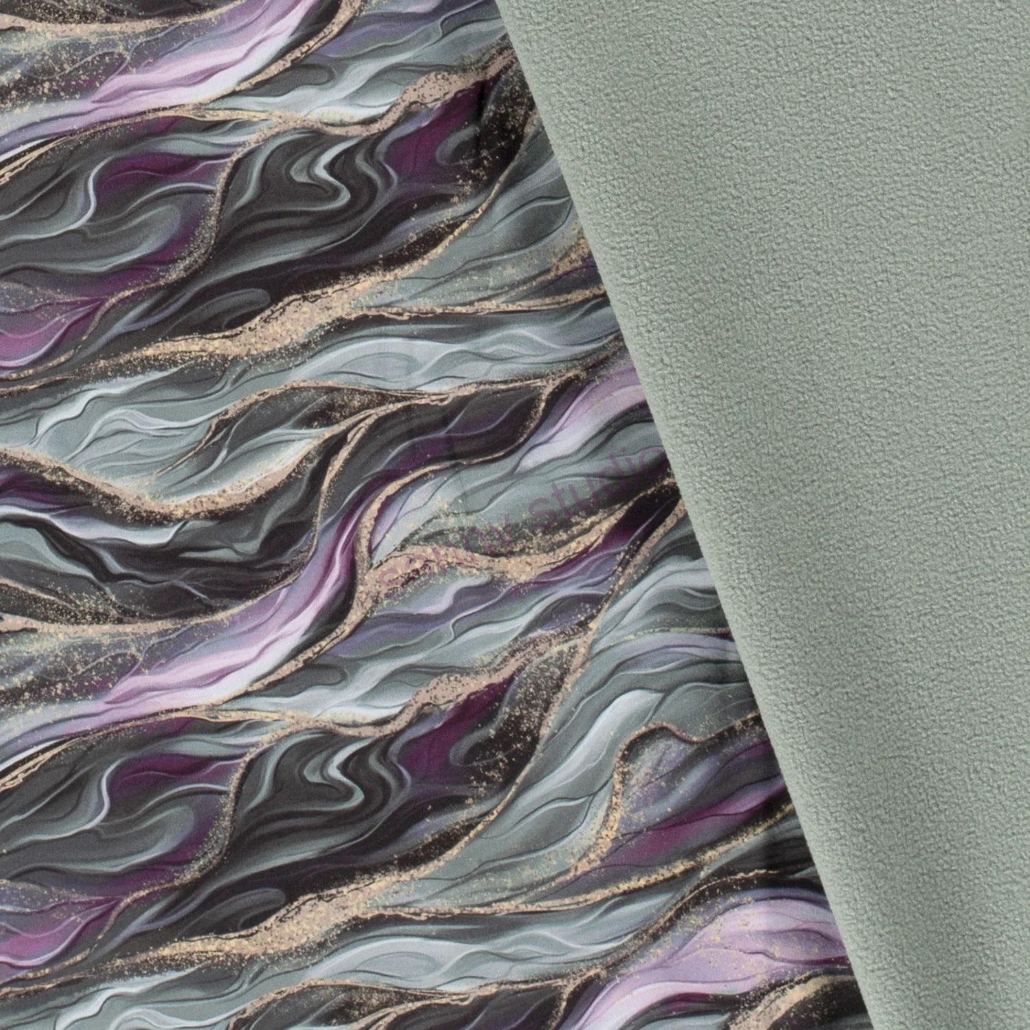 Softshell - olejový abstrakt - dusty mint - digitální tisk