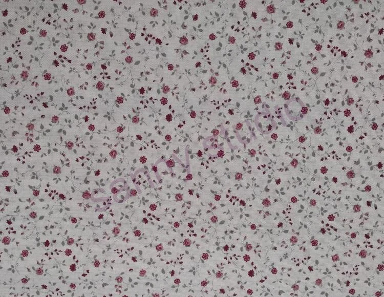 Bavlněná látka - Růžičky vínové drobné