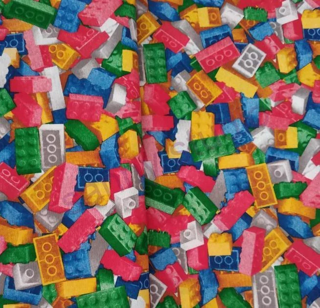 Směsové režné plátno - Lego 