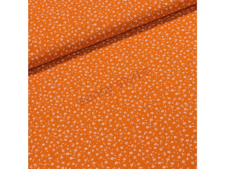Bavlněné plátno Valerie VA002/14 bílé květinky na oranžové