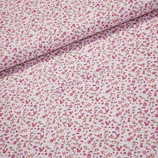 Bavlněné plátno FLOWERS 15490 ROSA růžové květinky, š.140cm